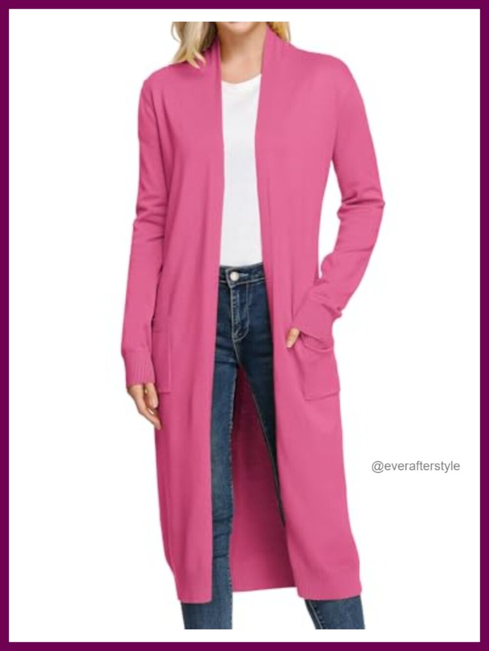 Open Front Maxi Long Knitted Cardigan Sweater Side Pockets